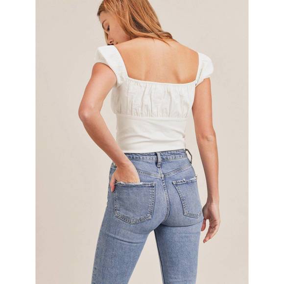 NEW MABLE lace up crop top in white - Picture 4 of 6